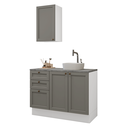 Ver imagem 2 de Conjunto Gabinete para Banheiro 110cm 3 Gavetas 3 Portas Branco/Cinza Vik Madesa 01