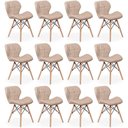 Ver imagem 1 de Kit 12 Cadeiras de Jantar Charles Eames Slim Wood Estofada - Nude