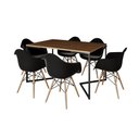 Ver imagem 2 de Mesa Jantar Industrial Amêndoa Retangular 137x90cm Base V Ferro Preto 6 Poltronas Eames Eiffel Preta