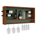 Ver imagem 2 de Adega Bar de Parede com Suporte para Taças - Imbuia Glazer com Fundo Verde Kalle Laca