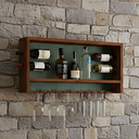 Ver imagem 1 de Adega Bar de Parede com Suporte para Taças - Imbuia Glazer com Fundo Verde Kalle Laca