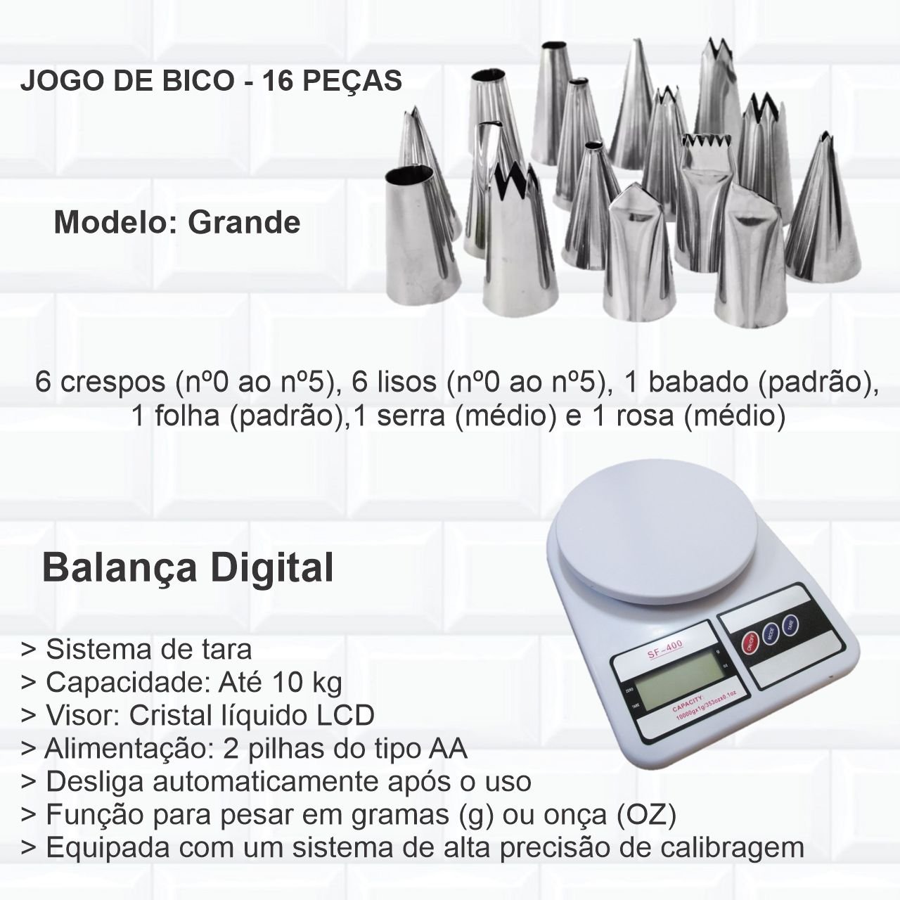 Kit Jogo De Bico Para Confeitar Bolo Inox 16 Peças + Bailarina