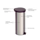 Ver imagem 2 de Lixeira com Pedal New em Aco Inox C/ Acabamento Polido 30 L - Tramontina