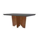 Ver imagem 1 de Mesa para Cozinha Nevada + Tampo Madeirado Vidro Reto 180x90cm Grafite/imbuia-vidro Grafite - Rufato