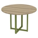 Ver imagem 1 de Mesa de Reunião Redonda P25 Pandin 110 Cm (largura) Tampo Mdp Noce Naturalle Pé Aço Tubular Verde