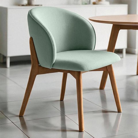 Cadeira de Jantar e Estar Living Estofada Mia L02 Linho Verde Menta - Lyam Decor