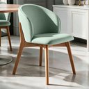 Ver imagem 3 de Cadeira de Jantar e Estar Living Estofada Mia L02 Linho Verde Menta - Lyam Decor
