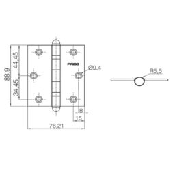 Dobradiça Pado Aço Sm 3530 C/ Rolamento Preto C/ 3pçs - 2