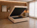Ver imagem 4 de Cama Box Baú Casal Flutuante com LED, Encaixe para Colchão e Puxador Embutido:Bege