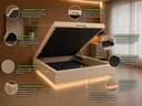 Ver imagem 3 de Cama Box Baú Casal Flutuante com LED, Encaixe para Colchão e Puxador Embutido:Bege
