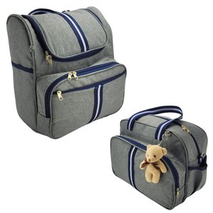 Kit Bolsa Maternidade 2 Peças com Mochila 2 em 1 e Bolsa G Mz Marinho