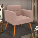 Ver imagem 2 de Poltrona Sala de Estar Pé Palito Castanho Elisa Bouclê Rosê D03 - D'Rossi