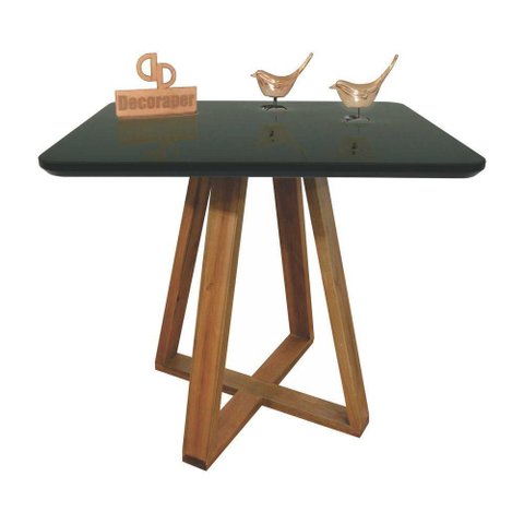 Mesa Jantar Base X Tampo Retangular Laca com Vidro 120x70 Preto
