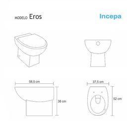 Assento Sanitário Poliéster para Louça Incepa Eros - Creme - Cód 37 - Ferragem Aço Inox com Rebites  - 3