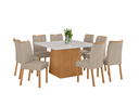 Ver imagem 1 de Conjunto Sala de Jantar Mesa Nevada 130 Tampo Vidro Off White com 8 Cadeiras Téssera - Lopas Amendoa