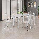 Ver imagem 1 de Conjunto de Mesa Tubular 140cm x 75cm Tampo em Vidro com 6 Cadeiras Iris B Branco/Botanic Bege