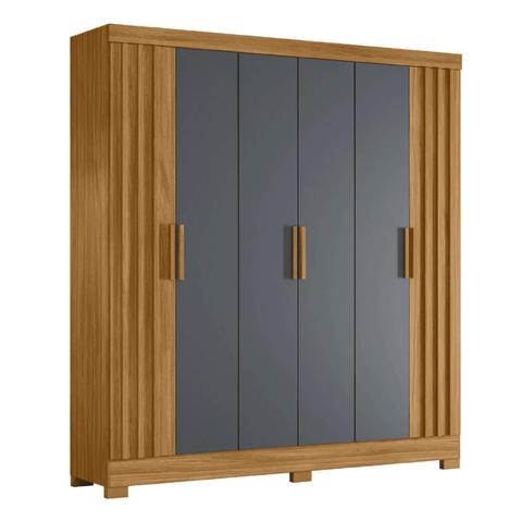 Guarda Roupa Valença 195cm 6 Portas Freijó Cinza com Portas Ripadas Moval