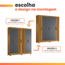 Ver imagem 6 de Guarda Roupa Valença 195cm 6 Portas Freijó Cinza com Portas Ripadas Moval
