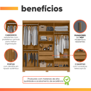 Ver imagem 5 de Guarda Roupa Valença 195cm 6 Portas Freijó Cinza com Portas Ripadas Moval