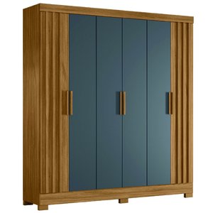 Guarda Roupa Valença 195cm 6 Portas Freijó Cinza com Portas Ripadas Moval