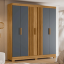 Ver imagem 3 de Guarda Roupa Valença 195cm 6 Portas Freijó Cinza com Portas Ripadas Moval