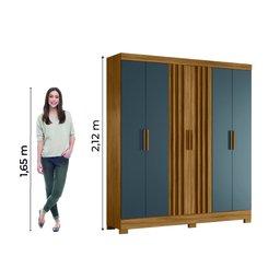 Guarda Roupa Valença 195cm 6 Portas Freijó Cinza com Portas Ripadas Moval - 8