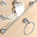 Ver imagem 7 de Kit Banheiro 5 Peças Prata Porcelana Acessórios Retrô Luxo Prateado