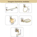 Ver mais imagens de Kit Banheiro 5 Peças Prata Porcelana Acessórios Retrô Luxo Prateado