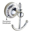 Ver imagem 6 de Kit Banheiro 5 Peças Prata Porcelana Acessórios Retrô Luxo Prateado