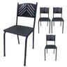 Kit 4 Cadeira Cozinha Jantar Metal Tubular Almofadada Medcombo Preto Estrutura Preta com Assento Pre - 1