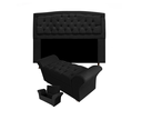 Ver imagem 1 de Cabeceira Geovana e Calçadeira Veneza Baú King 195cm Suede Preto - LM DECOR