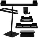 Ver imagem 2 de Kit de Acessórios para Banheiro Preto 6 Peças Adesivo F.oslo