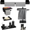 Kit de Acessórios para Banheiro Preto 6 Peças Adesivo F.oslo - 1