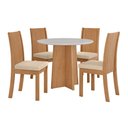 Ver imagem 2 de Conjunto Sala de Jantar Mesa Redonda Celebrare 100cm Tampo Vidro 4 Cad Athenas Linho Bege