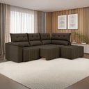 Ver imagem 2 de Sofá de Canto Retrátil e Reclinável 4 Lugares Santorini Veludo Luizzi Marrom