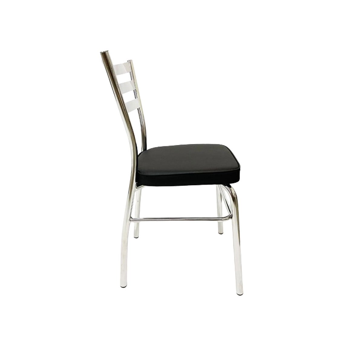 Cadeira de Cozinha com Reforço Cromada Assento Grosso Preto - Poltronas do Sul - 3