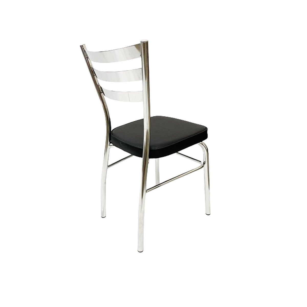 Cadeira de Cozinha com Reforço Cromada Assento Grosso Preto - Poltronas do Sul - 4