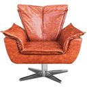 Ver imagem 5 de Poltrona Decorativa Base Giratória Cromada Charger Pu Marrom - Gran Belo