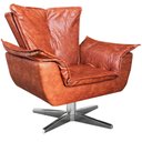 Ver imagem 1 de Poltrona Decorativa Base Giratória Cromada Charger Pu Marrom - Gran Belo