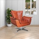 Ver imagem 2 de Poltrona Decorativa Base Giratória Cromada Charger Pu Marrom - Gran Belo