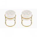 Ver imagem 1 de Kit 2 Puff Banqueta Estofado Decorativo Base de Ferro Capitonê Suede Off White do Lar Móveis e