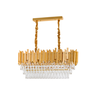 Luminária Pendente Lustre Retangular Luxuoso Dourado e Cristais Vana Sindora Inl107 - 3