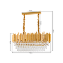 Ver imagem 7 de Luminária Pendente Lustre Retangular Luxuoso Dourado e Cristais Vana Sindora Inl107