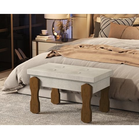 Puff, Banqueta, Recamier Captone Madri Pés de Madeira 0,97 Cor Bege - Comprar Moveis em Casa