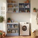 Ver imagem 2 de Lavanderia Modulada 3 Peças 1 Aéreo 1 Balcão 1 Nicho 80cm com Tampo Marselha Cabecasa Madeiraoriginals