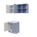 Ver imagem 7 de Lavanderia Planejada 3 Peças 1 Aéreo 1 Balcão com Tampo 1 Nicho 80cm Marselha CabeCasa MadeiraOriginals Azul/Sereno