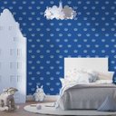 Ver imagem 1 de Papel de Parede Poá Azul com Coroas em Branco - 2,5m
