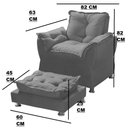 Ver imagem 2 de Poltrona de Decoração e Escritoria e Sala de Estar Opala Turna Cinza + Puff Descanso de Pes Cinza