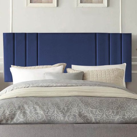 Painel Estofado Luxo Grécia 195cm King Size para Cama Box Corino Azul Marinho - Gat Magazine