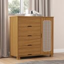 Ver imagem 1 de Cômoda para Quarto 4 Gavetas e 1 Porta MDF Clara Marrom/Nature